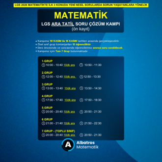 10 - 16 Kasım LGS 2026 Matematik ara tatil kampı (10 canlı ders)