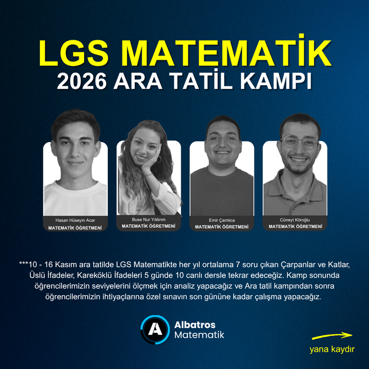 10 - 16 Kasım LGS 2026 Matematik ara tatil kampı (10 canlı ders)